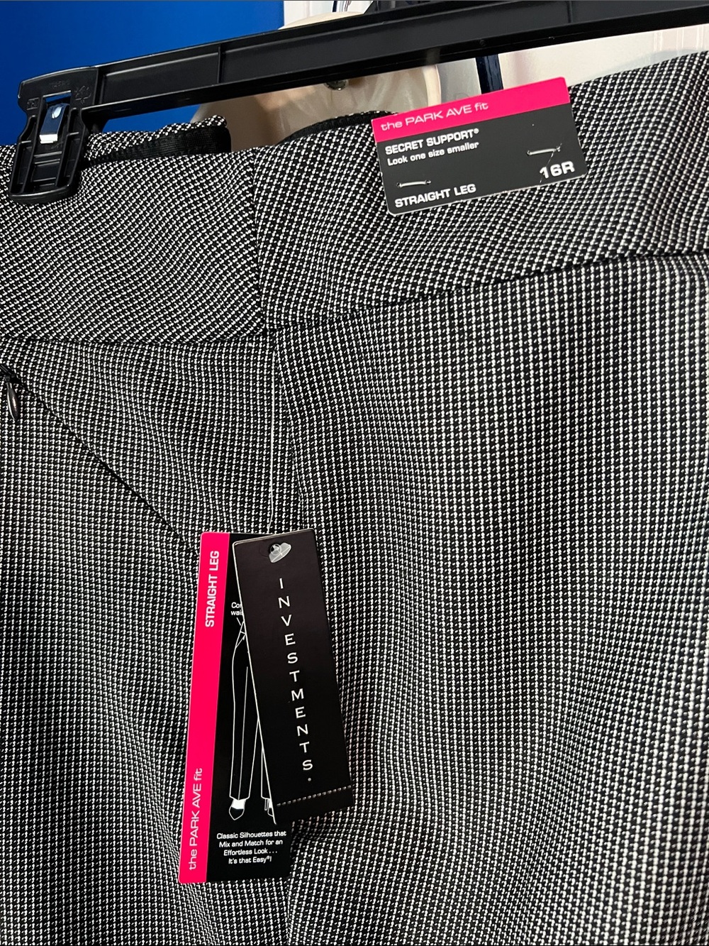 Investments Black & White Micro-Check Straight Leg Pants